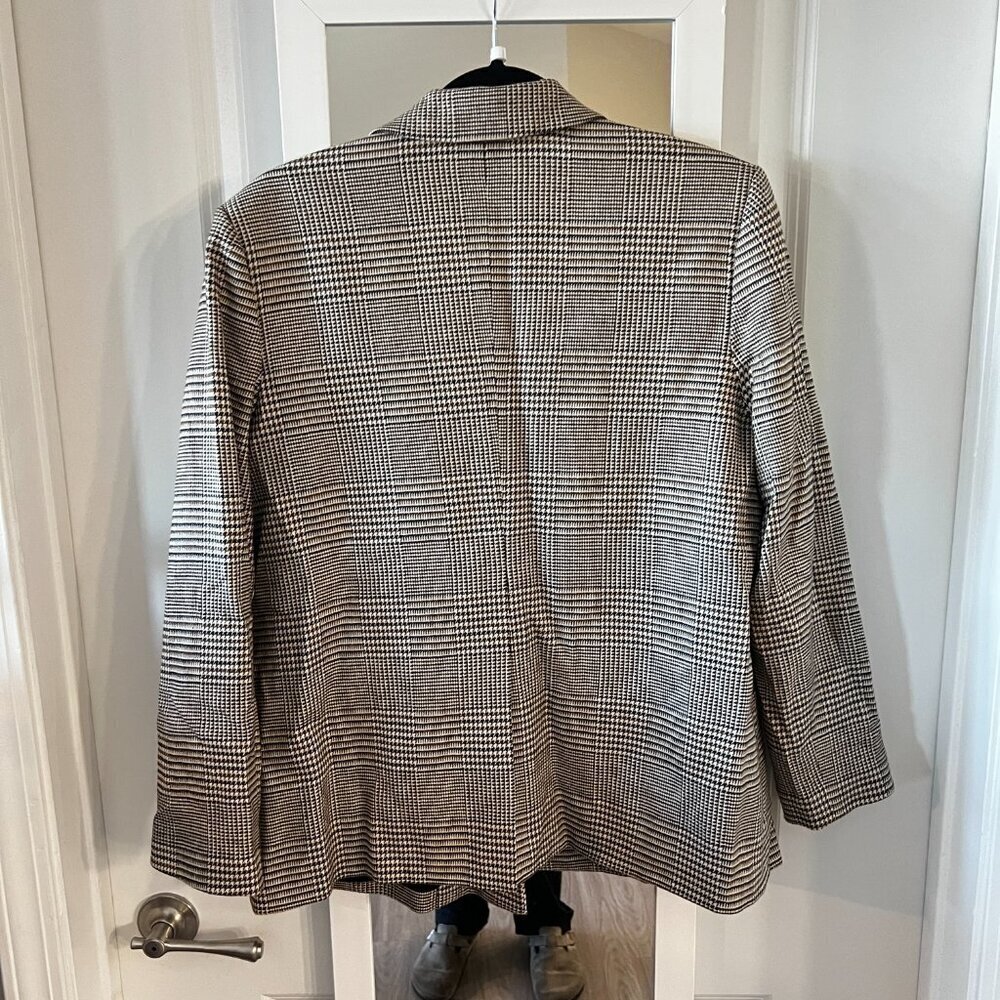 Alice + Olivia Double Breasted Blazer Size 12 Color Brown Black Cream - Picture 6 of 6